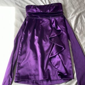 Sequin Hearts purple strapless dress with tie in back